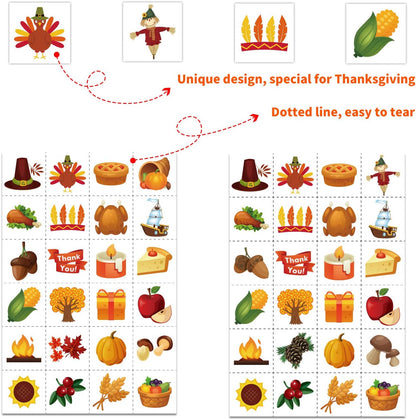 Thanksgiving Games Thanksgiving Bingo Game for Kids 24 Players Bingo Cards Thanksgiving Games for Family Thanksgiving Bingo for Toddlers Thanksgiving Activities for Kids Classroom Party