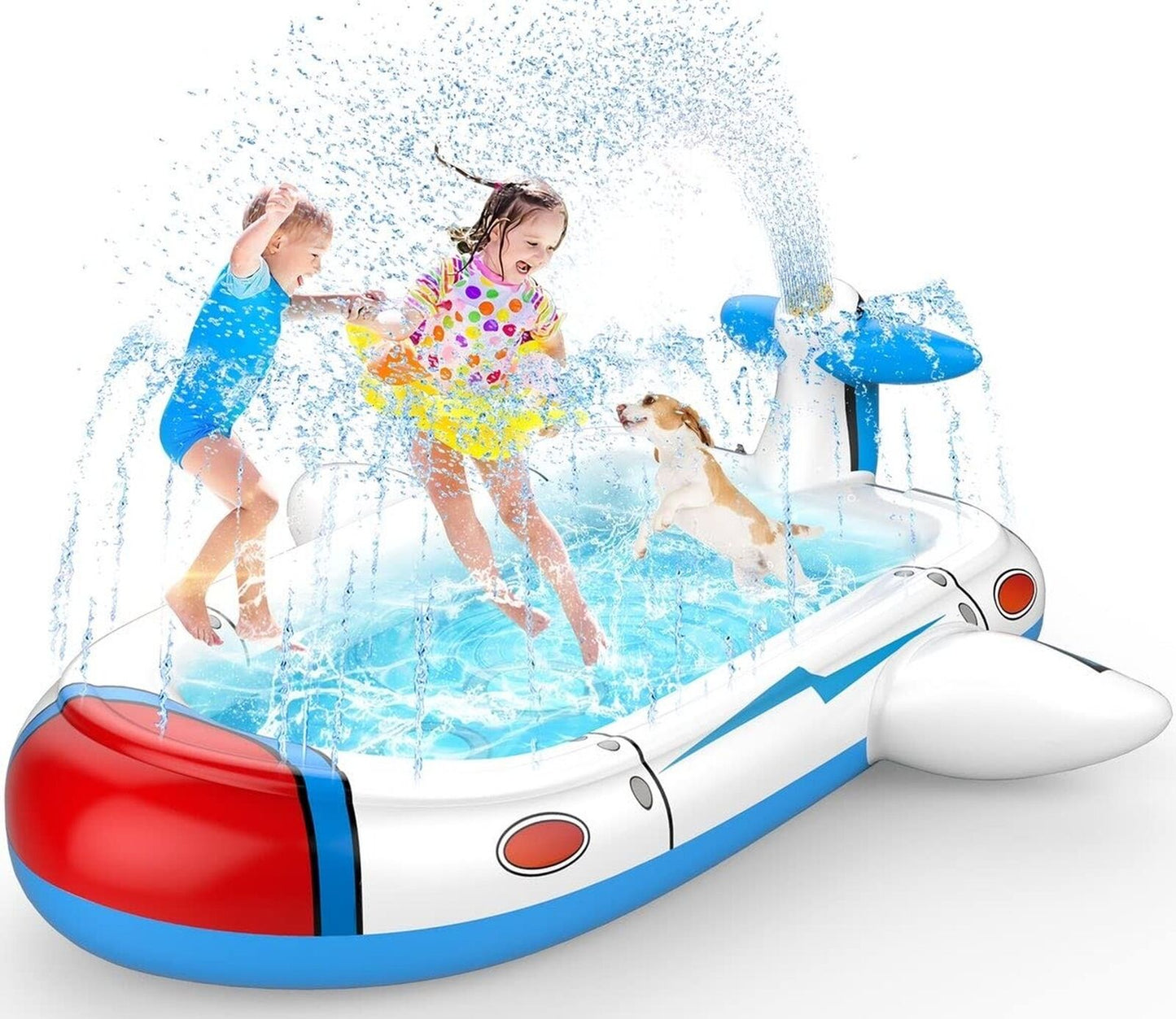 Kiddie Pool for Toddlers, Splash Pad for Kids Ages 4-8, 68" Inflatable 3-In-1...