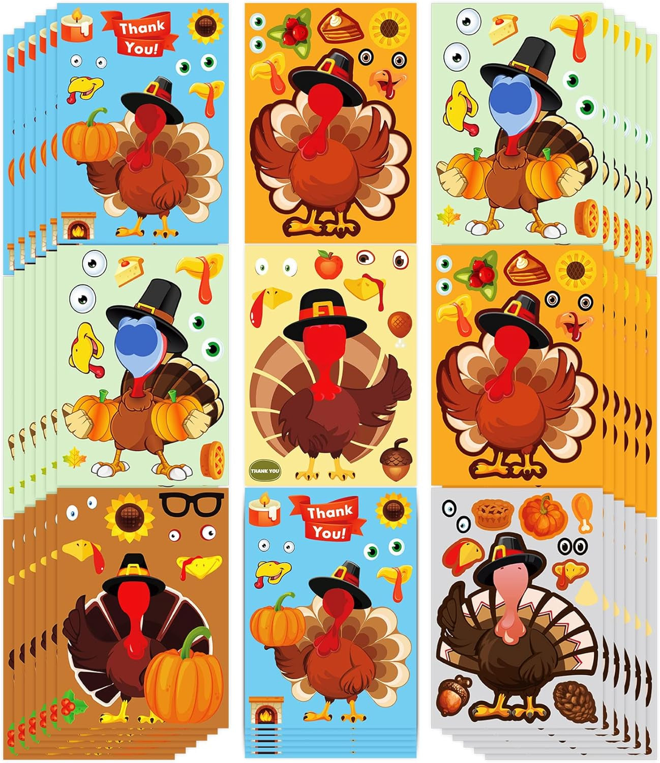 Thanksgiving Activities for Kids Thanksgiving Stickers for Kids Thanksgiving Gi Fts for Kids Make a Turkey Stickers Thanksgiving Crafts for Kids 30 PCS Turkey Face Stickers for Kids