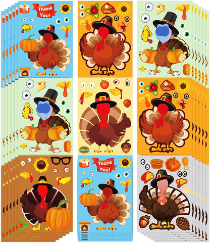 Thanksgiving Activities for Kids Thanksgiving Stickers for Kids Thanksgiving Gi Fts for Kids Make a Turkey Stickers Thanksgiving Crafts for Kids 30 PCS Turkey Face Stickers for Kids