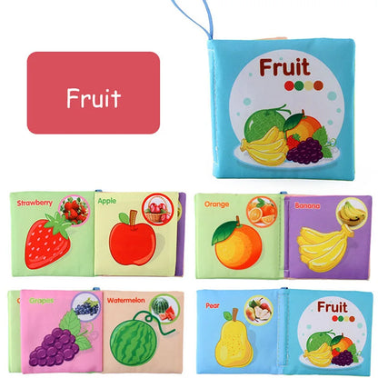 Baby Cloth Books Enlightenment Early Educational Toys Kids Fruits Animal Numbers Food Cognitive Book for Toddlers 0-36 Month