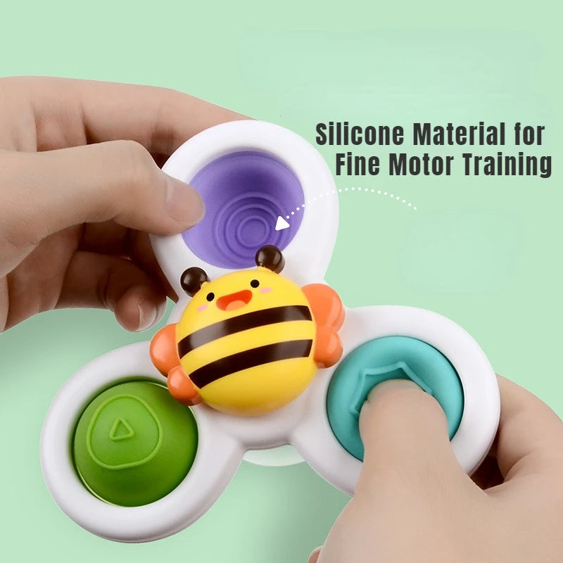 3Pcs Suction Cups Spinning Top Toy for Baby Game Infant Teether Relief Stress Educational Rotating Rattle Bath Toys for Children