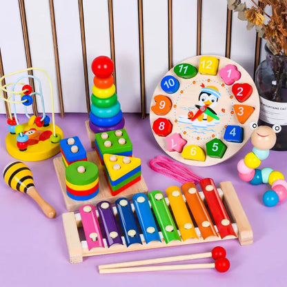 Montessori Wooden Toys for Babies 1 2 3 Years Boy Girl Gift Baby Development Games Wood Puzzle for Kids Educational Learning Toy