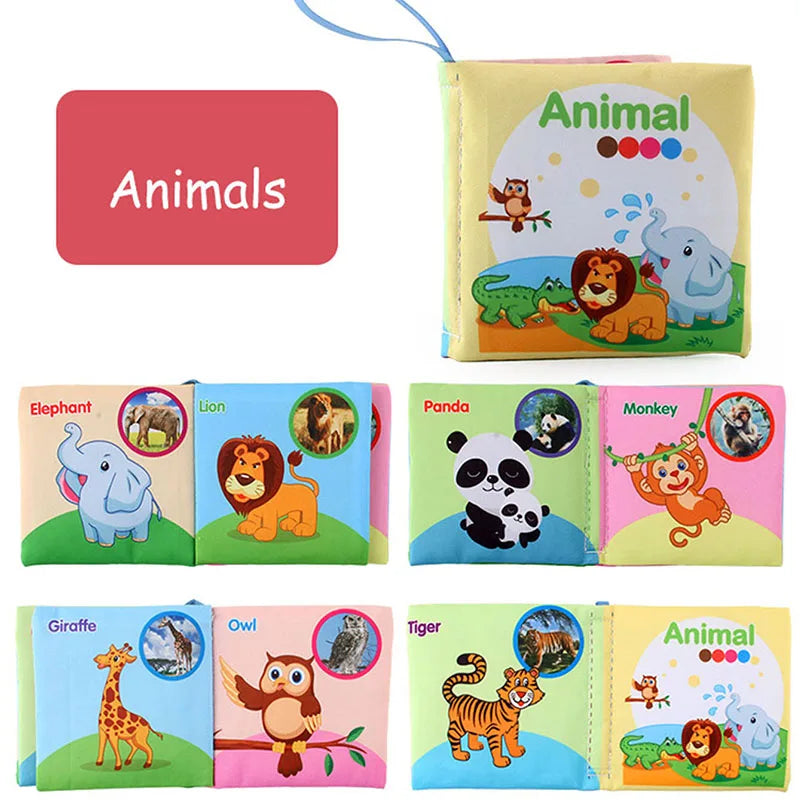 Baby Cloth Books Enlightenment Early Educational Toys Kids Fruits Animal Numbers Food Cognitive Book for Toddlers 0-36 Month