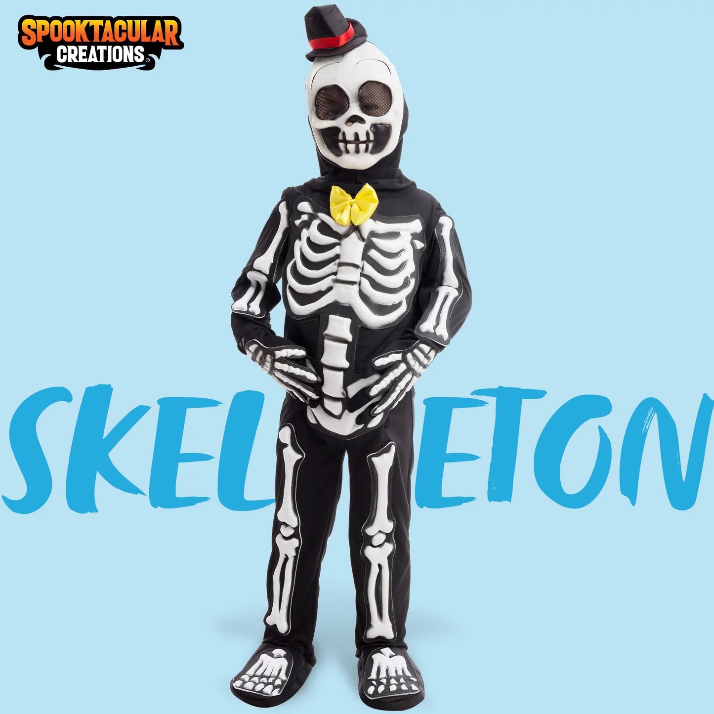 Skeletones Costume for Kids Cosplay, Halloween Dress up Costume, Glow in the Dark Skeleton Jumpsuit, S