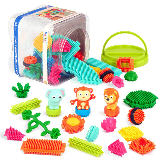 Bristle Blocks Jungle Adventures 54 Plastic Sensory Blocks, Toddler and Preschool Toys