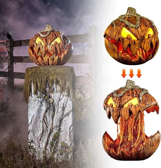 Halloween Pumpkin Lighting Decor, New Halloween Decorations Outdoor Scary Pumpkin 7.87In with Talking Mouth, Extendable Vintage Halloween Pumpkin Decorations for Indoor Outdoor Decoration