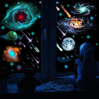 Glow in the Dark Stars for Ceiling Wall Stickers Galaxy Star Stickers Glow in the Dark Self-Adhesive Glow in the Dark Wall Stickers Removable Glow in Dark Decals for Kid Nursery (Chic Style)