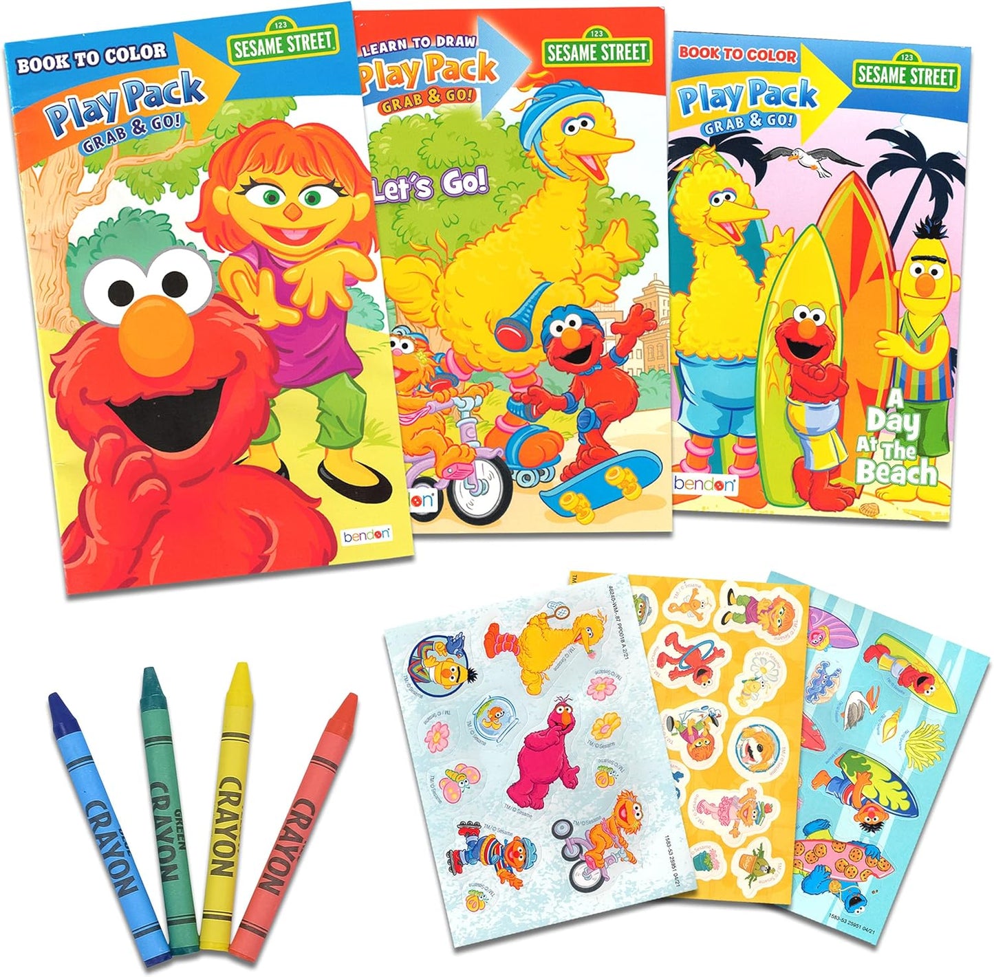 Set of 15 Kids Play Packs Bundle ~ Fun Party Favors Coloring Book Crayons Stickers Loot Bags (Sesame Street)