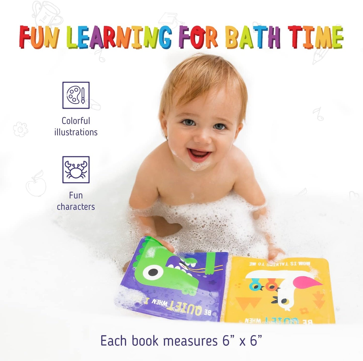 Baby Bath Books for Toddler Waterproof Bathtime Books 4 Floatable Plastic Books Thank You Sorry Hi Bye Please Waterproof Bath Books for Toddlers