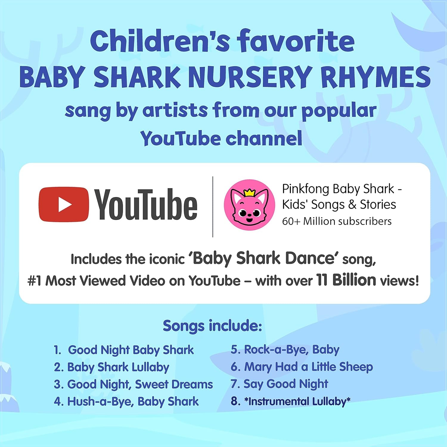 Baby Shark Bedtime Songs 10 Button Sound Book | Baby Shark Toys | Learning & Education Toys | Interactive Baby Books for Toddlers 1-3 | Gifts for Boys & Girls