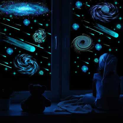 Glow in the Dark Stars for Ceiling Wall Stickers Galaxy Star Stickers Glow in the Dark Self-Adhesive Glow in the Dark Wall Stickers Removable Glow in Dark Decals for Kid Nursery (Classic Style)