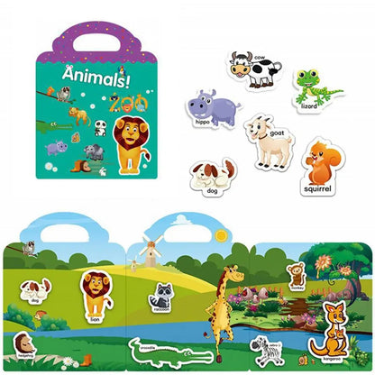 Children Stickers Books Reusable Scenes Stickers for Kids Animal Paradise Marine Life My Body Baby Education Puzzle Stickers