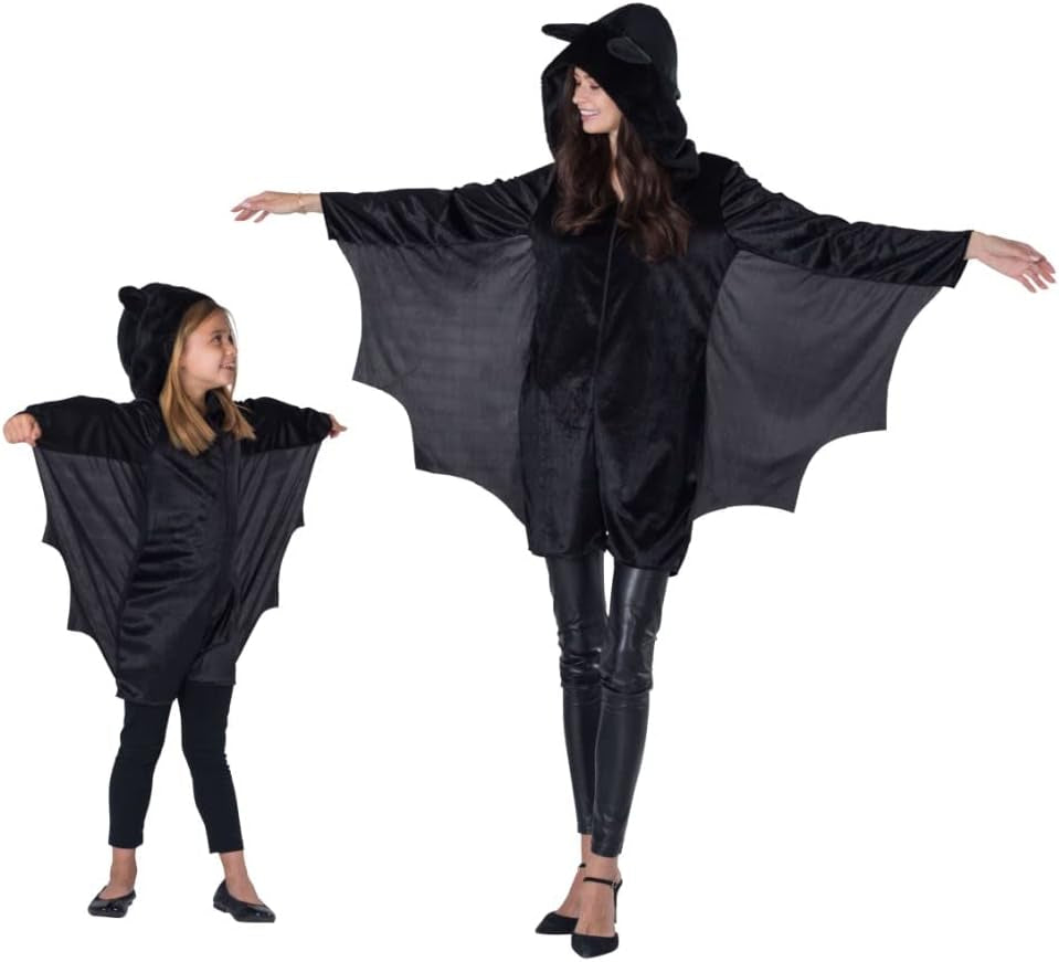 Bat Costume for Kids - Halloween Vampire Bat Costume for Girls - Black Bat Onesie with Wings