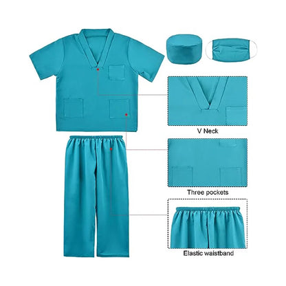 Doctor Costumes for Kids Come with Scrubs Pants and Accessories, Suitable for Boys and Girls Aged 8-11 Years Old