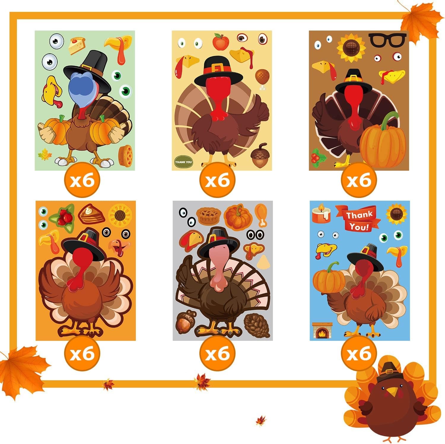 Thanksgiving Activities for Kids Thanksgiving Stickers for Kids Thanksgiving Gi Fts for Kids Make a Turkey Stickers Thanksgiving Crafts for Kids 30 PCS Turkey Face Stickers for Kids