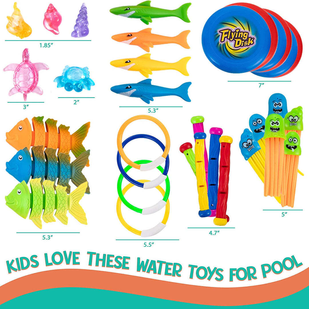 Ingeniuso Pool Diving Toys for Kids 36 Pc Sinking Floating Diving Toys for Kids