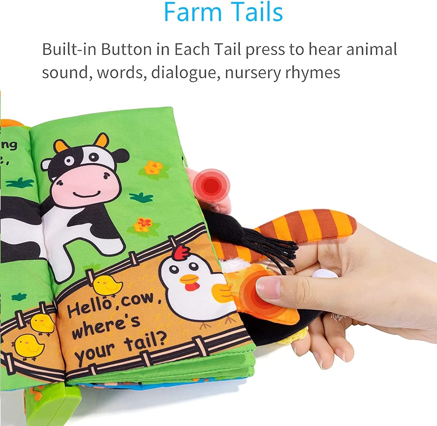 Baby Musical Cloth Books, Tail Books, Activity Soft Books Toddler Early Development Cloth Books for Baby/Infant/Toddler 3 Months+