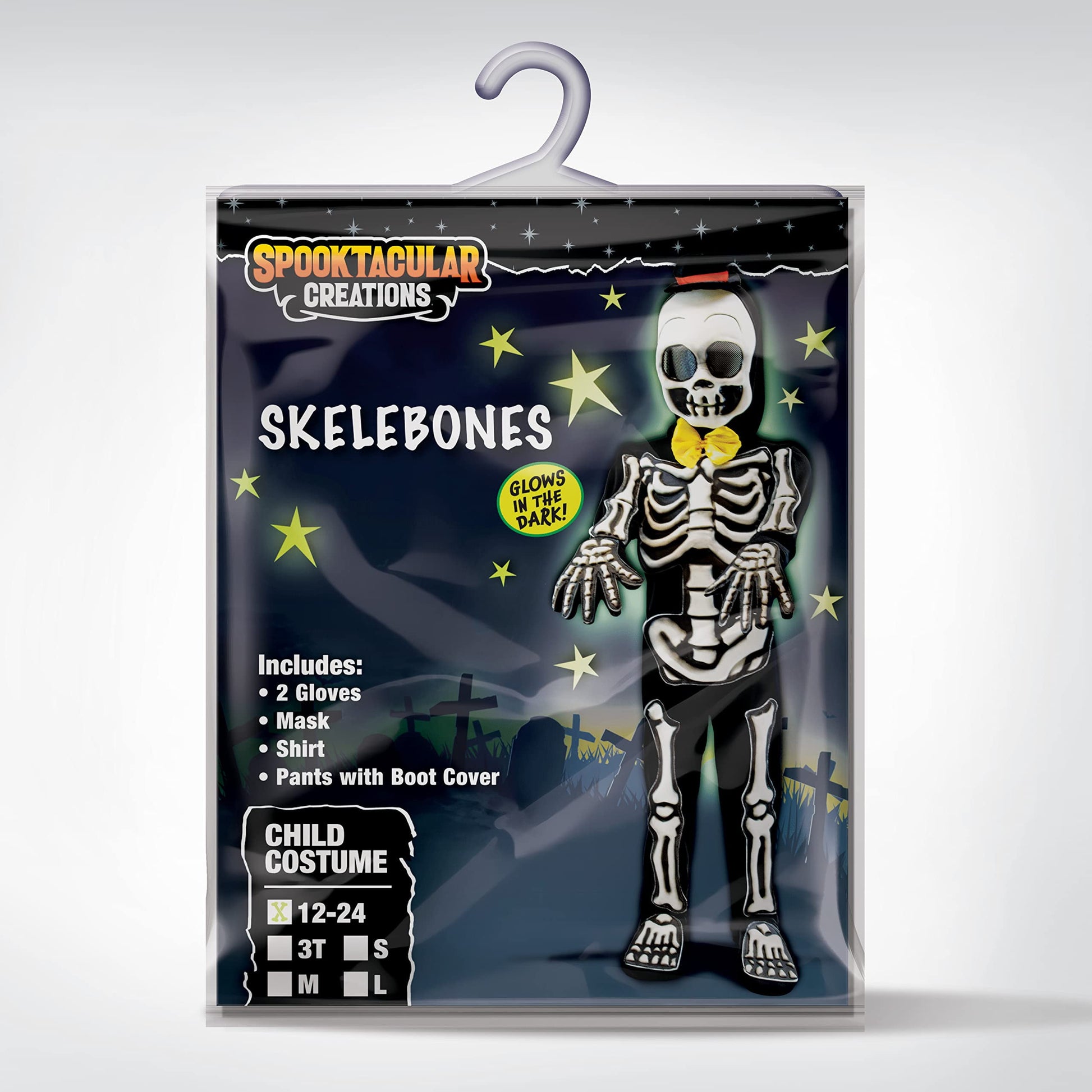 Skeletones Costume for Kids Cosplay, Halloween Dress up Costume, Glow in the Dark Skeleton Jumpsuit, S