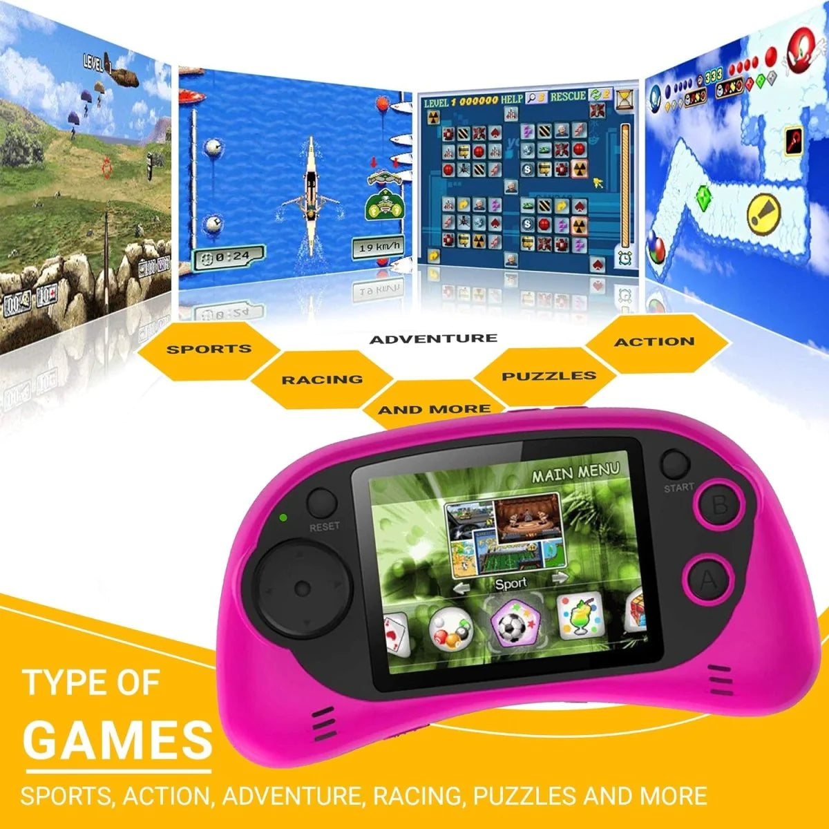 IQ Toys Handheld Arcade Game Console - 200 Classic 16-Bit Games - 2.7" Color Display - Rechargeable