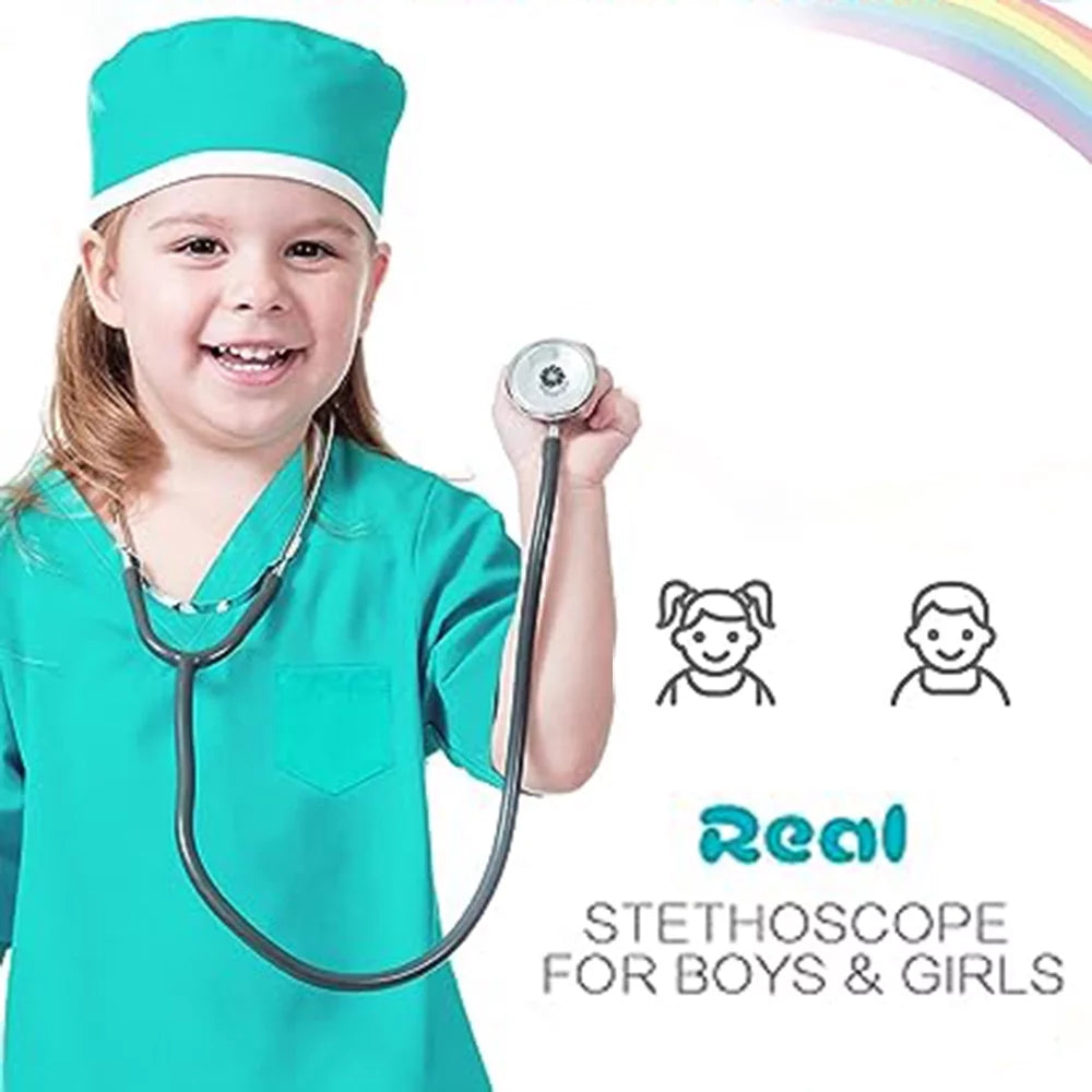 Doctor Costumes for Kids Come with Scrubs Pants and Accessories, Suitable for Boys and Girls Aged 8-11 Years Old