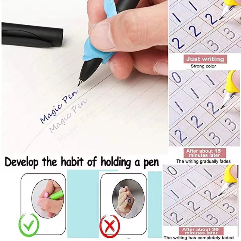 4 Books Children Copybook Handwrite Practic Reusable Book Magic Books for Calligraphy Write Book English Letter Drawing Set