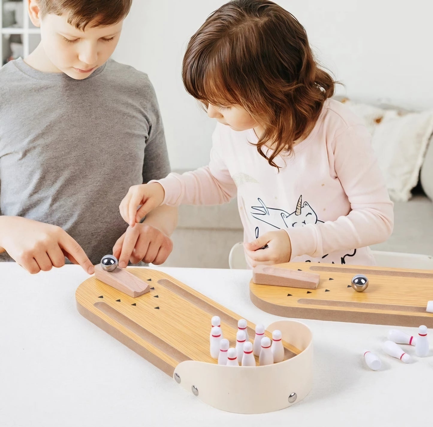 Mini Wooden Bowling Tabletop Game