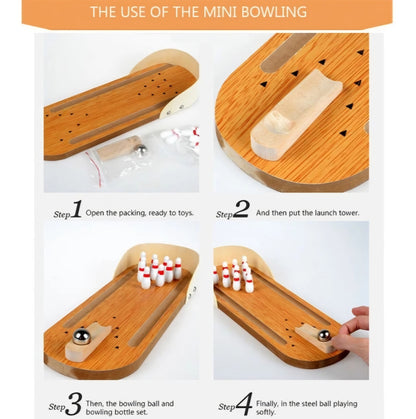 Mini Wooden Bowling Tabletop Game