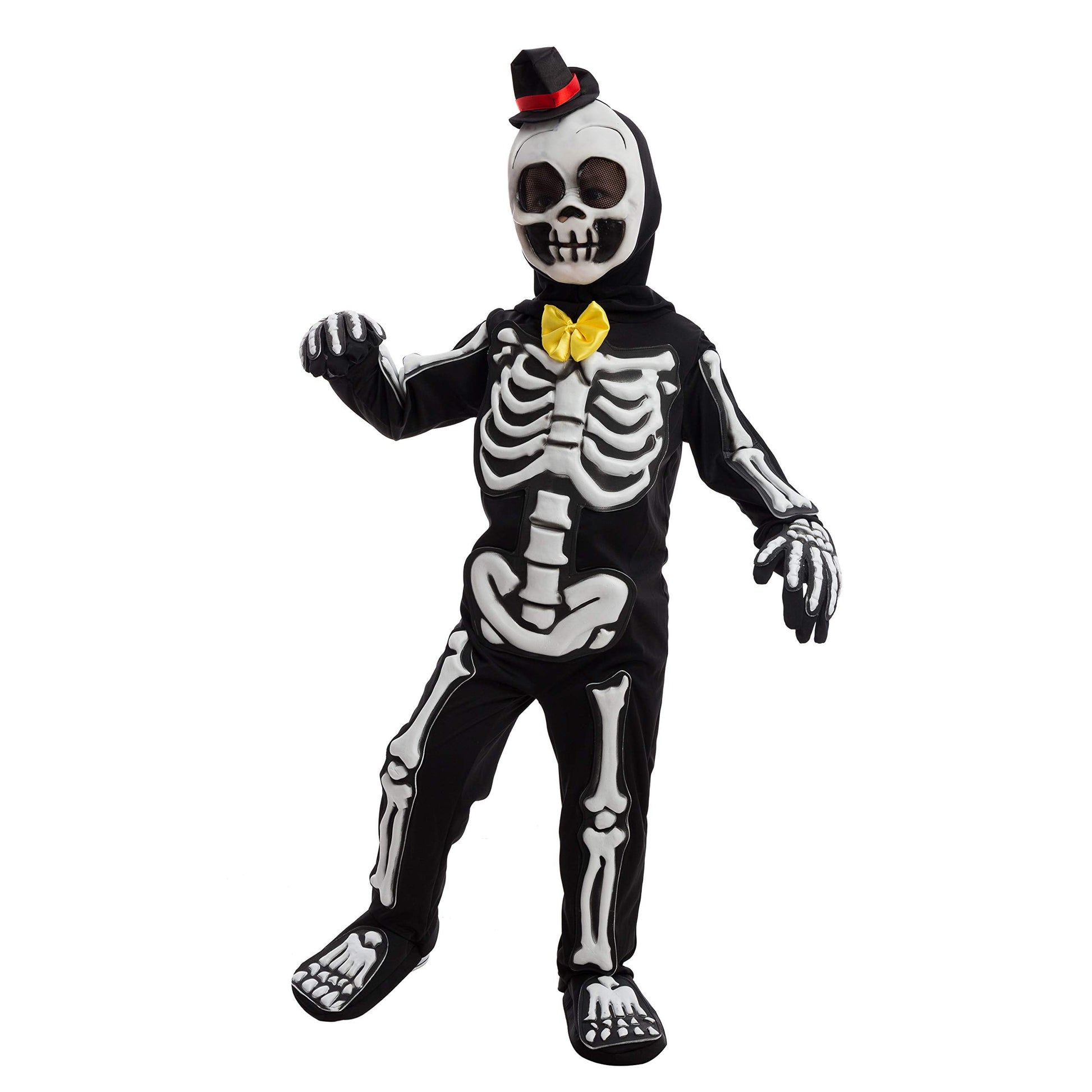 Skeletones Costume for Kids Cosplay, Halloween Dress up Costume, Glow in the Dark Skeleton Jumpsuit, S