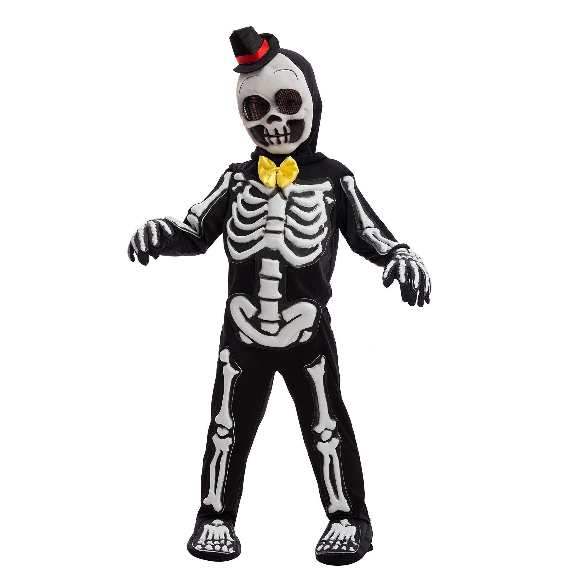 Skeletones Costume for Kids Cosplay, Halloween Dress up Costume, Glow in the Dark Skeleton Jumpsuit, S