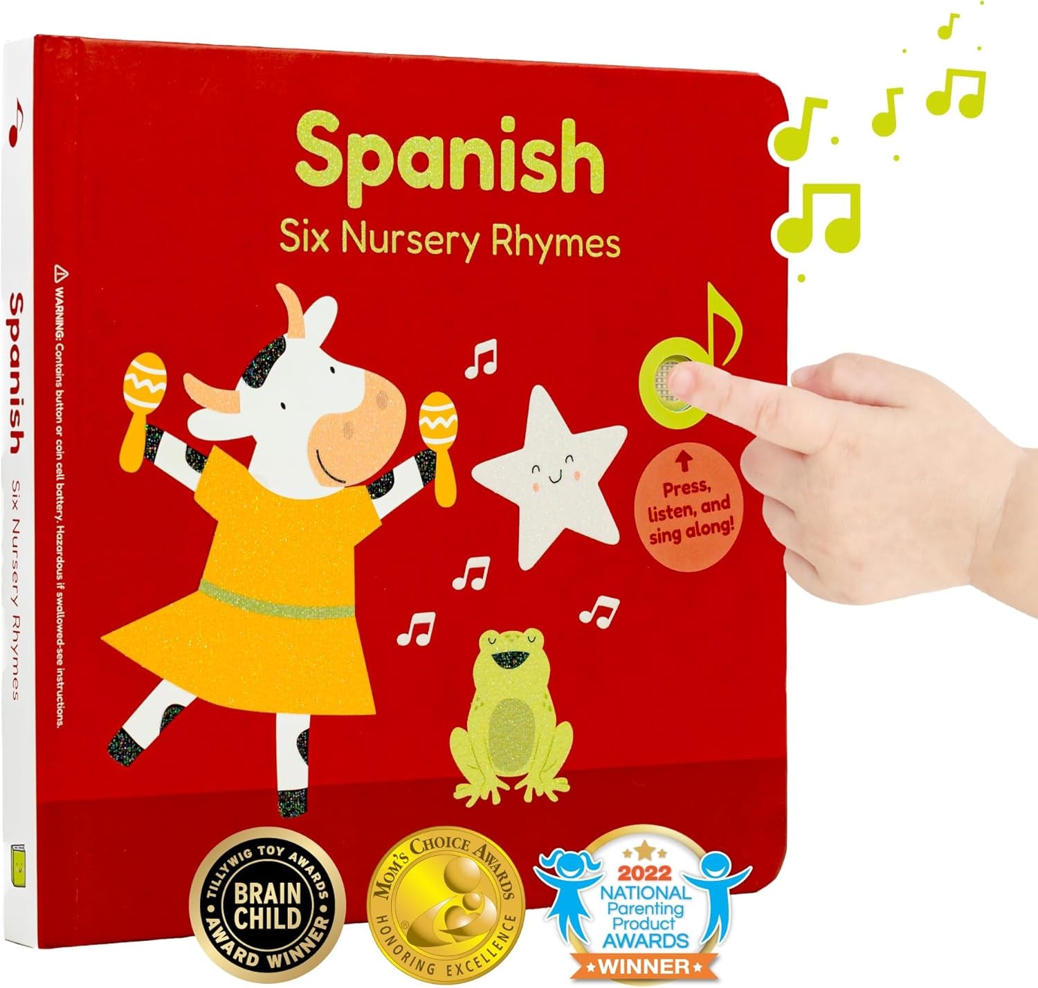 Spanish Nursery Rhymes | Bilingual Baby Books in Spanish with English Translation | Learn Spanish for Kids, Spanish Books for Toddlers 1-3 | 6 Canciones Infantiles En Español