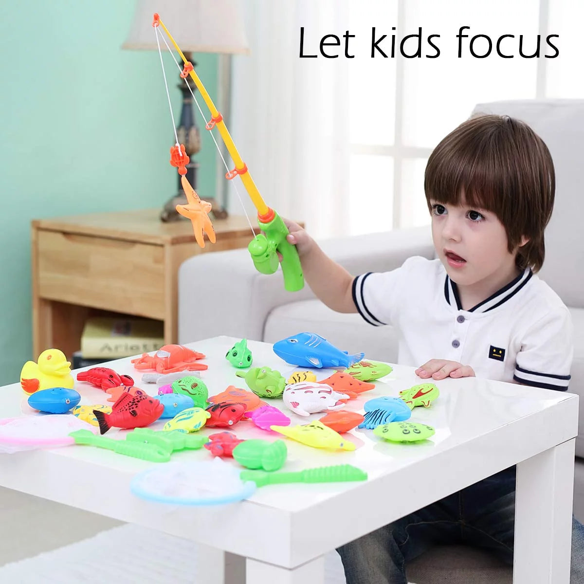 40 Pcs Magnetic Fishing Toys Game Set Learning Education Fishin' Bath Toys for Kids in Bathtub Pool Bath Time