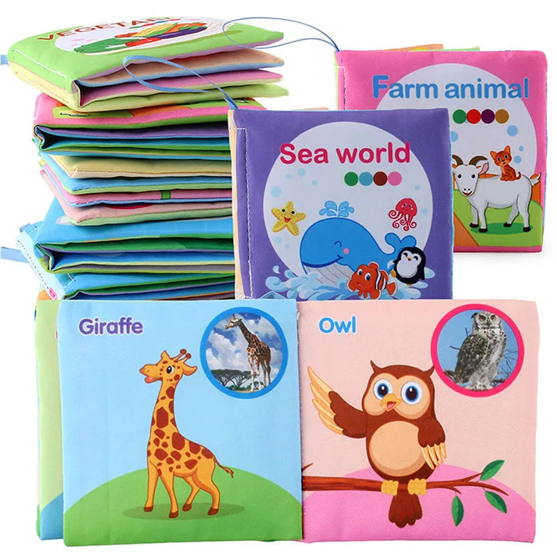 Baby Cloth Books Enlightenment Early Educational Toys Kids Fruits Animal Numbers Food Cognitive Book for Toddlers 0-36 Month