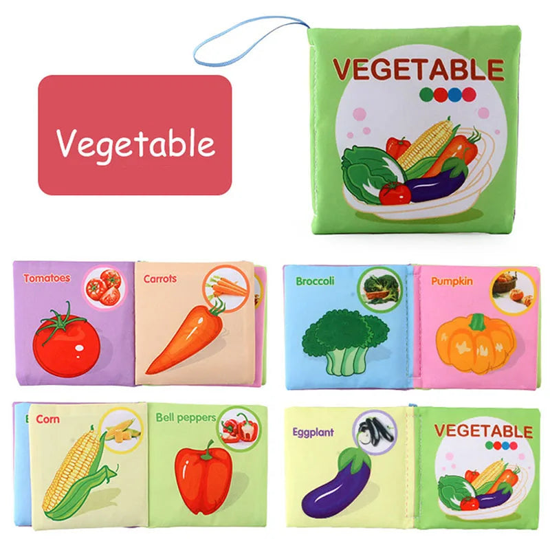 Baby Cloth Books Enlightenment Early Educational Toys Kids Fruits Animal Numbers Food Cognitive Book for Toddlers 0-36 Month