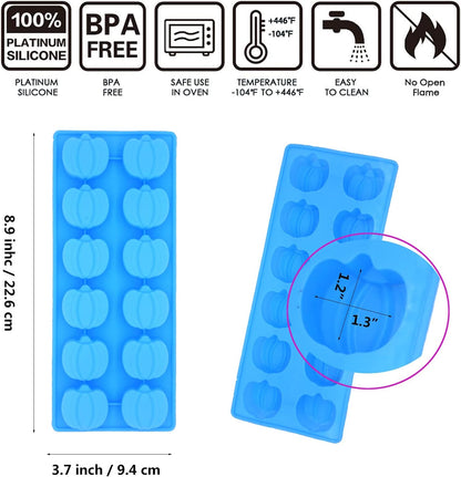 3 Pcs Thanksgiving Molds Mini Silicone Pumpkin Mold Used to Make Thanksgiving Cake Decoration, Thanksgiving Pumpkin Chocolate, Gummies Candy, Christmas Candy (Blue)