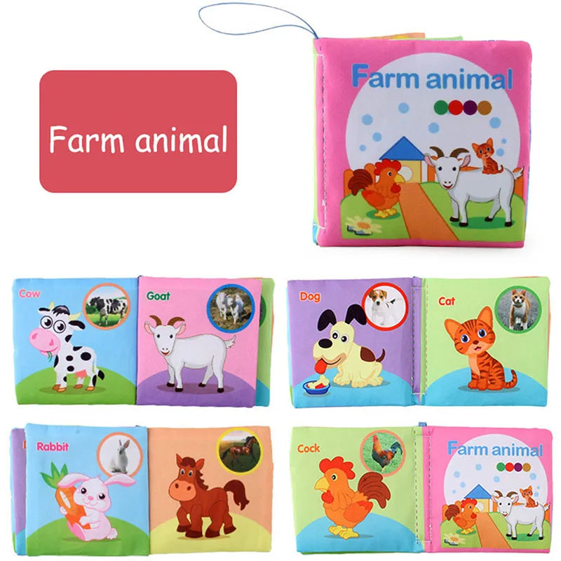 Baby Cloth Books Enlightenment Early Educational Toys Kids Fruits Animal Numbers Food Cognitive Book for Toddlers 0-36 Month