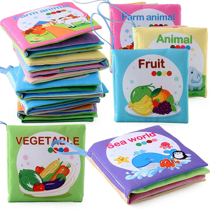 Baby Cloth Books Enlightenment Early Educational Toys Kids Fruits Animal Numbers Food Cognitive Book for Toddlers 0-36 Month