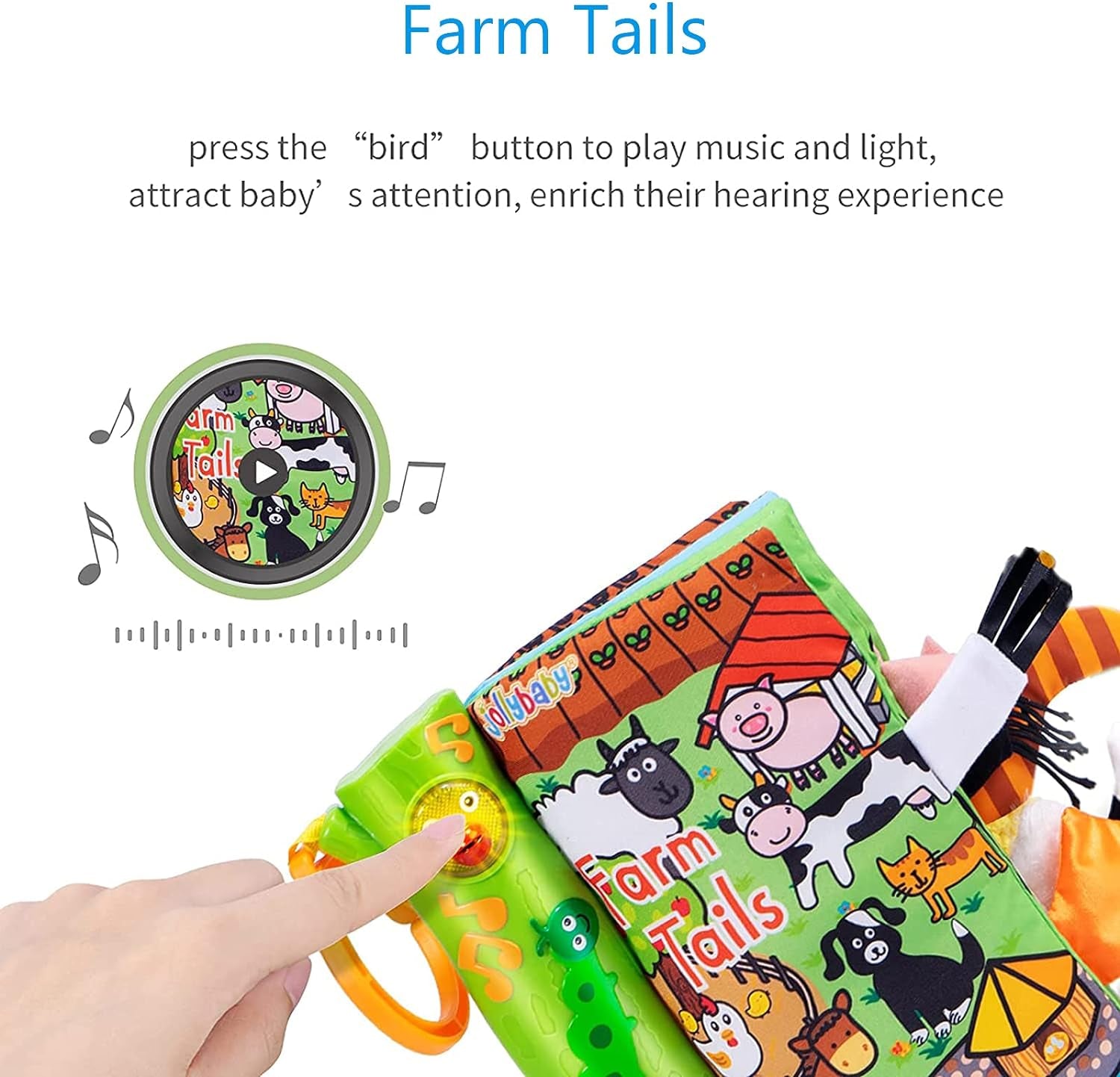 Baby Musical Cloth Books, Tail Books, Activity Soft Books Toddler Early Development Cloth Books for Baby/Infant/Toddler 3 Months+