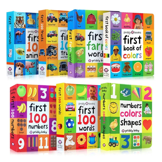 First 100 Animals Words Colors Book for Kids Early Education Board Book Baby Learning English Picture Books Montessori Toys