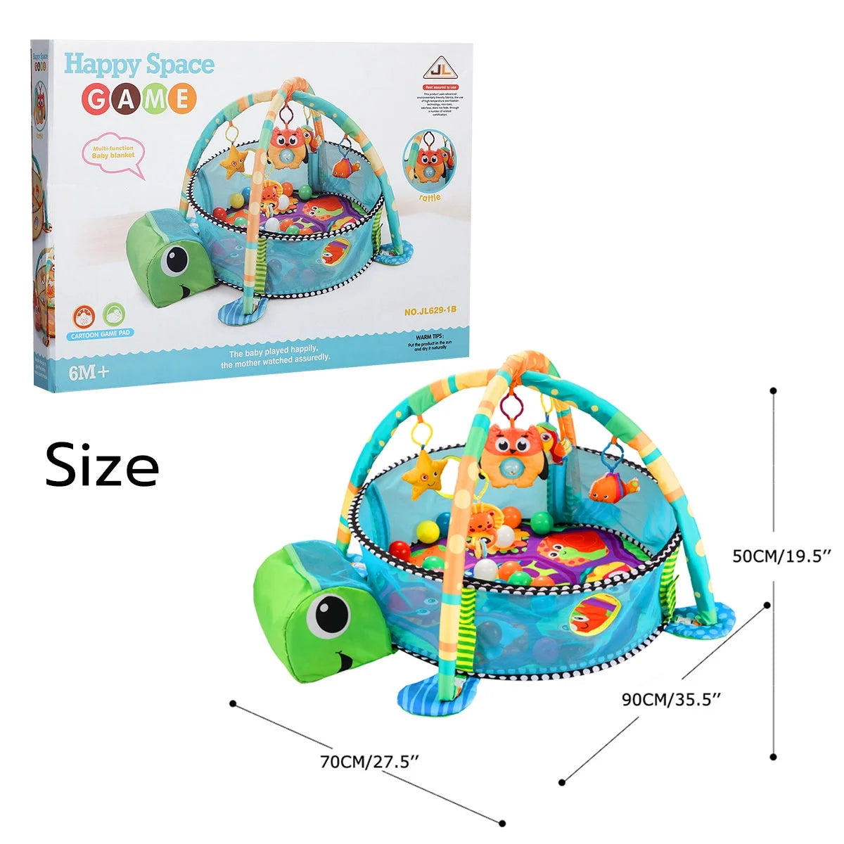 3-In-1 Baby Gym and Play Mat, Baby Activity with Ocean Ball Sensory Toys, 0-36 Months