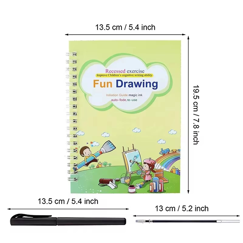 4 Books Children Copybook Handwrite Practic Reusable Book Magic Books for Calligraphy Write Book English Letter Drawing Set