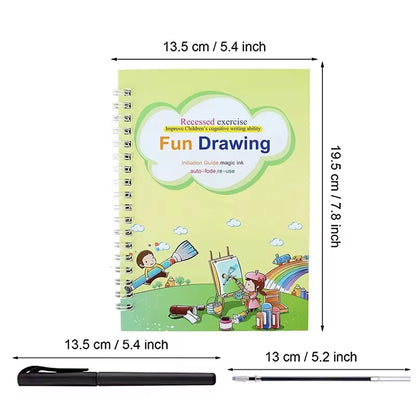 4 Books Children Copybook Handwrite Practic Reusable Book Magic Books for Calligraphy Write Book English Letter Drawing Set